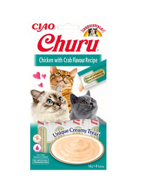 INABA Churu Cat kuracie mäso a krab 4x14g