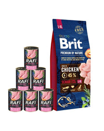 BRIT Premium By Nature Senior Large Extra Large L+XL 15 kg + morčacie konzervy 6x400 g