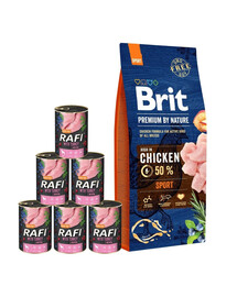 BRIT Premium By Nature Sport 15 kg + morčacie konzervy 6x400 g