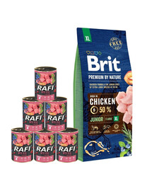 BRIT Premium By Nature Junior XL 15 kg + Teľacia konzerva 6x400 g