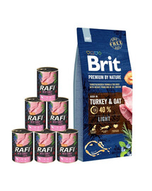 BRIT Premium By Nature Light 15 kg + morčacie konzervy 6x400 g