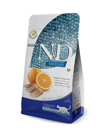 FARMINA N&D Ocean Cat Adult Herring & Orange sucha karma dla kotów ze śledziem i pomarańczą 10 kg