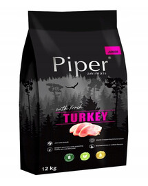 PIPER Suché krmivo pro psy Junior s krůtím masem 12 kg