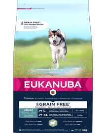 EUKANUBA Grain Free L Adult Jahňacie 3 kg pre dospelé psy veľkých plemien