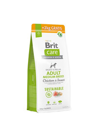 BRIT Care Sustainable Adult Medium Breed Chicken & Insect 12kg + 2 kg ZADARMO