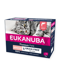EUKANUBA Grain Free Senior paštéta pre staršie mačky Losos 12 x 85 g