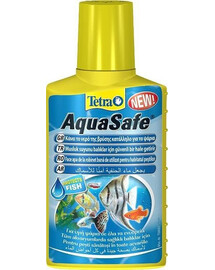 Tetra AquaSafe 500 ml prípravok, ktorý chráni ryby a rastliny pred škodlivými látkami obsiahnutými vo vodovodnej vode