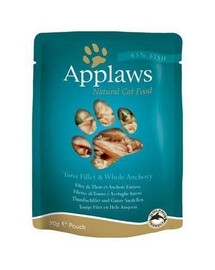 Applaws Natural Cat Food Filet z tuniaka a celé ančovičky 70g - mokré krmivo pre mačky s tuniakom a ančovičkami 70g