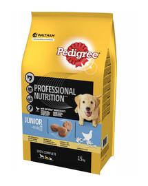 Pedigree Junior 15 kg (stredné plemená) granule pre psy s kuracím mäsom a ryžou