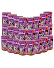 WHISKAS Adult plechovka 24x400 g Mokré krmivo pre mačky Omáčka hovädzie mäso 24x400 g