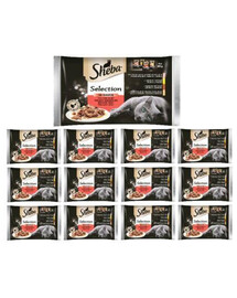 SHEBA Selection in Sauce mokré krmivo pre mačky s hovädzím, jahňacím, kuracím, morčacím mäsom 52x 85 g