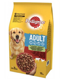 PEDIGREE Adult (stredné plemená) granule pre psov s hovädzím mäsom a hydinou 15 kg