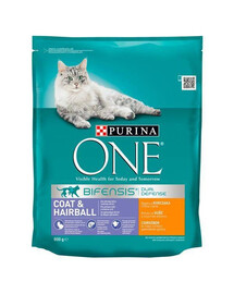 Purina One Coat & Hairball 800 g granule pre mačiatka s kuracím mäsom a celými zrnami