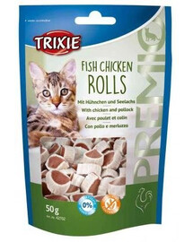 Trixie Fish Chicken Rolls 50g - kuřecí a lososové rolky pro kočky