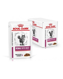 Royal Canin Renal Beef Cat Pouch 85 g kapsičky s hovädzím mäsom pre dospelé mačky s problémami s obličkami
