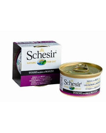 Schesir krmivo pro kočky tuňák v konzervě s hovězí svíčkovou v želé 85 g