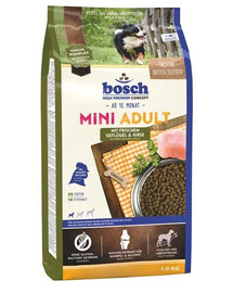 Bosch PetFood Bosch Mini Adult Mit Frischem Geflugel & Hirse 1 kg - granule pro dospělé psy malých plemen s drůbeží a prosem 1 kg