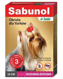 Sabunol GPI ružový dekoratívny obojok proti kliešťom a blchám pre jorky 35 cm