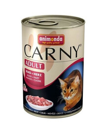 Animonda Carny Adult Rind + Herz 400g - mokré krmivo pre dospelé mačky s hovädzím mäsom a srdcom 400g