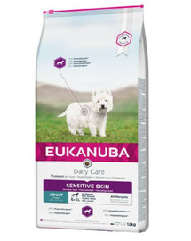 Eukanuba Dog Dry Daily Care Adult Sensitive Skin All Breeds Chicken 12 kg granule pre psy s kuracím mäsom