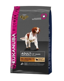 Eukanuba Dog Dry Base Adult Small & Medium Breeds Lamb & Rice 2,5 kg - suché krmivo pro psy jehněčí s rýží 2,5 kg