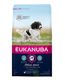 Eukanuba Adult Medium Breed Chicken 15 kg granule pre dospelé psy stredných plemien