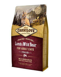 Carnilove For Adults Cats Sterilised Lamb & Wild Boar 2 kg granule pre dospelé mačky po sterilizácii so zverinou a jahňacím mäsom