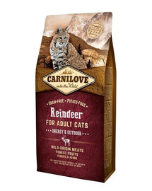 Carnilove For Adult Cats Energy & Outdoor Reindeer 6 kg - granule pro dospělé venkovní kočky s příchutí soba 6 kg
