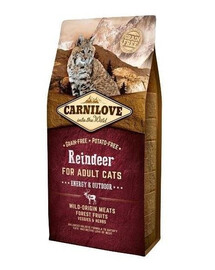 Carnilove For Adult Cats Energy & Outdoor Reindeer 400g - suché krmivo pro aktivní dospělé kočky se sobem 400g
