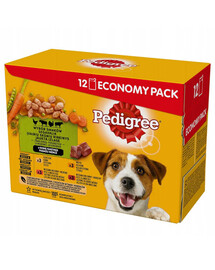 PEDIGREE Adult výber príchutí s mrkvou kapsičky pre psov v omáčke, kuracie, hovädzie, morčacie, jahňacie 48x 100 g