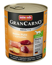Animonda Grancarno Sensitiv Reine Pute + Kartoffeln 800g - mokré krmivo pro psy s krůtím masem a brambory
