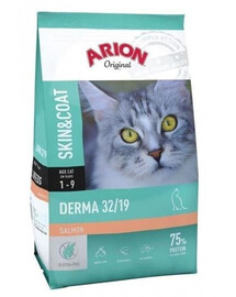 Arion Original Skin & Coat Cat Derma 7,5 kg - suché krmivo pro bezlepkové kočky s kožními problémy
