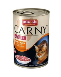 Animonda Carny Adult Rind + Chicken 400g - mokré krmivo pre dospelé mačky s hovädzím a kuracím mäsom 400g