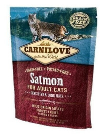 Carnilove For Adult Cats Sensitive & Long Hair Salmon 400g - suché krmivo pro dospělé kočky s lososem 400g