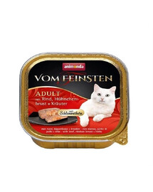 Animonda Vom Feinsten Adult mit Rind Huhnchenbrust + Krauter 100g - vlhké krmivo pro dospělé kočky s hovězími kuřecími prsíčky a bylinkami 100g
