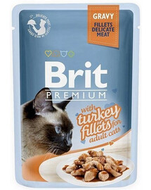 Brit Premium s krůtími filety pro dospělé kočky 85g - vlhké krmivo pro dospělé kočky krůtí filety v omáčce 85g