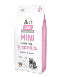 Brit Care Mini Grain-Free Yorkshire 2 kg hypoalergénne granule bez obilnín pre psov plemena yorkšírsky teriér