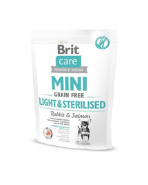 Brit Care Mini Grain Free Light & Sterilised 400g - suché krmivo pro malá plemena s nadváhou a sterilizovaná plemena 400g