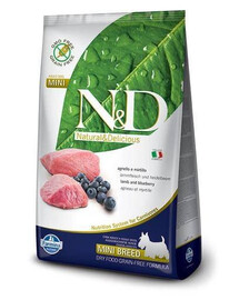 Farmina N&D Prime Dog Lamb Blueberry Adult Mini 2,5kg - suché krmivo pro dospělé psy malých plemen jednou Jehněčí borůvka 2,5kg