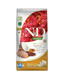 Farmina N&D Dog Quinoa Skin&Coat 7 kg - suché krmivo pro psy s citlivostí na krmivo Křepelka s kokosem7kg