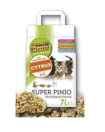 Super Benek Pinio Kruszon Citrus hrudkujúce podstielka pre mačky s citrónovou vôňou 7 l