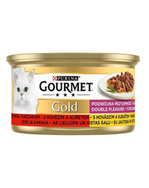 Purina Gourmet Gold Double Delight hovädzie a kuracie 85 g vrecko pre mačky