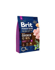Brit Premium By Nature Adult Small Chicken 3kg - granule pro dospělé psy malých plemen s kuřecím masem 3kg