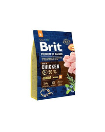 Brit Premium By Nature Junior Medium Chicken 3 kg granule pre mladých psov stredných plemien s kuracím mäsom