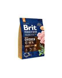 Brit Premium By Nature Adult Medium Chicken 3kg - granule pro dospělé psy středních plemen s kuřecím masem 3kg