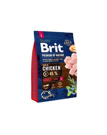 Brit Premium By Nature Adult Large Chicken 3 kg granule pre dospelých psov veľkých plemien s kuracím mäsom