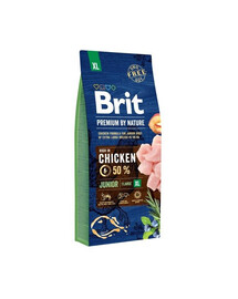 Brit Premium By Nature Junior Extra veľké kuracie pelety 15 kg pre šteňatá veľkých plemien a kurčatá