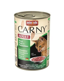 Animonda Carny Adult Rind Pute + Kaninchen 800g - mokré krmivo pre dospelé mačky s hovädzím, morčacím a králičím mäsom 800g