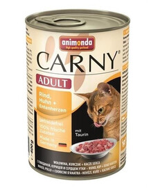 Animonda Carny Adult Rind Huhn Entenherzen 800g - vlhké krmivo pro dospělé kočky s hovězím masem a kachními srdíčky 800g