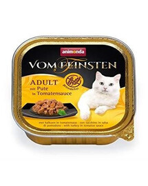 Animonda Vom Feinsten Adult mit Pute in Tomatensauce 100g - vlhké krmivo pro dospělé kočky s lososem v bylinkové omáčce 100g